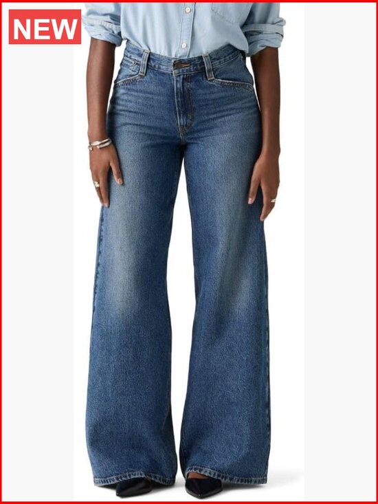 Denim - Vintage-Inspired Baggy Wide Leg Jeans, Non-Stretch Cotton